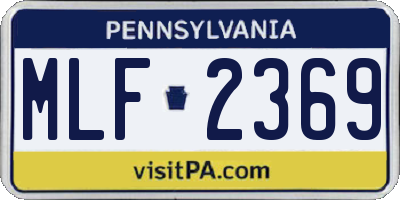 PA license plate MLF2369