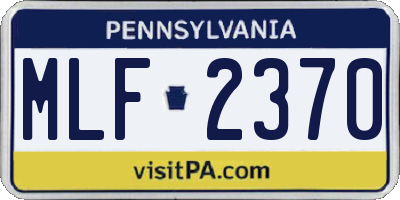 PA license plate MLF2370