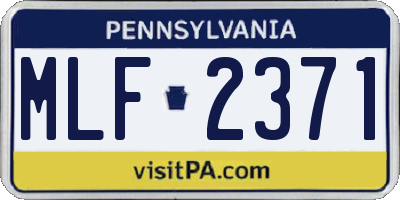 PA license plate MLF2371