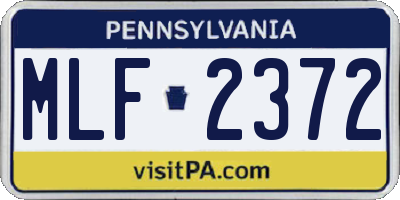PA license plate MLF2372