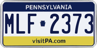 PA license plate MLF2373