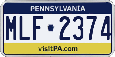 PA license plate MLF2374