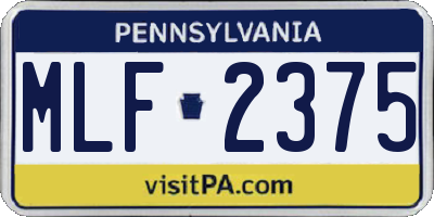 PA license plate MLF2375