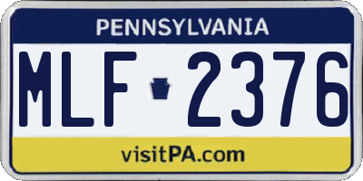PA license plate MLF2376