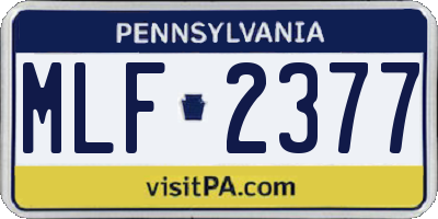 PA license plate MLF2377