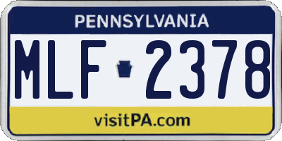 PA license plate MLF2378