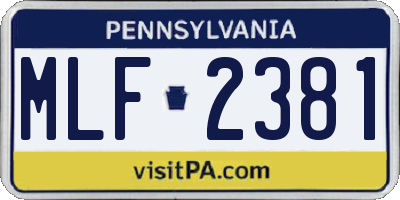 PA license plate MLF2381