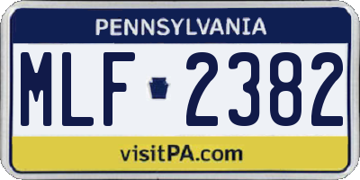 PA license plate MLF2382