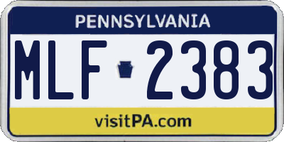 PA license plate MLF2383