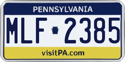 PA license plate MLF2385