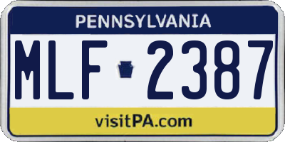 PA license plate MLF2387