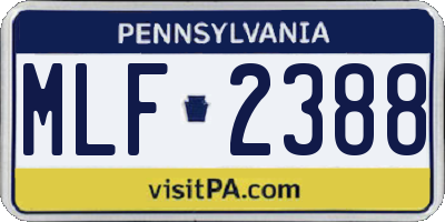 PA license plate MLF2388