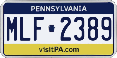 PA license plate MLF2389