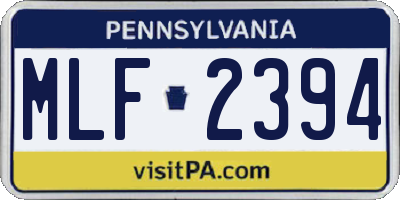 PA license plate MLF2394