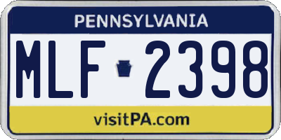 PA license plate MLF2398