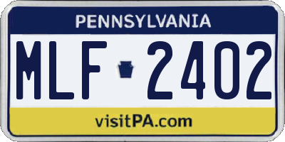 PA license plate MLF2402