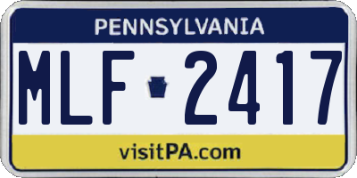 PA license plate MLF2417