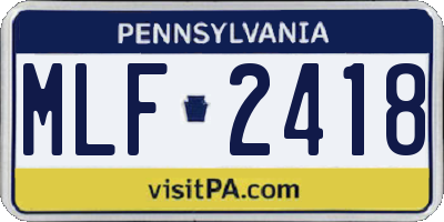 PA license plate MLF2418