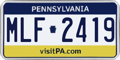PA license plate MLF2419