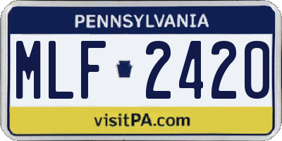 PA license plate MLF2420
