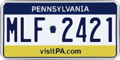PA license plate MLF2421