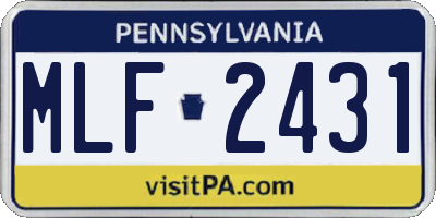 PA license plate MLF2431