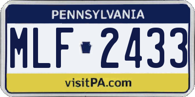 PA license plate MLF2433