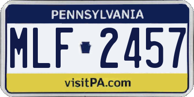 PA license plate MLF2457