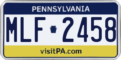 PA license plate MLF2458