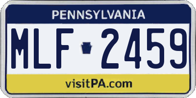 PA license plate MLF2459
