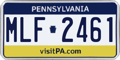 PA license plate MLF2461