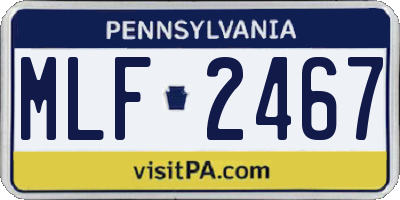 PA license plate MLF2467