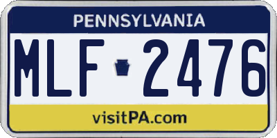 PA license plate MLF2476