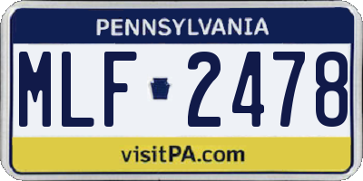 PA license plate MLF2478
