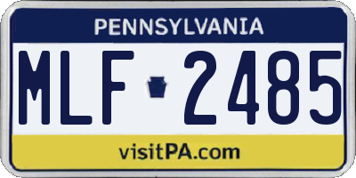PA license plate MLF2485