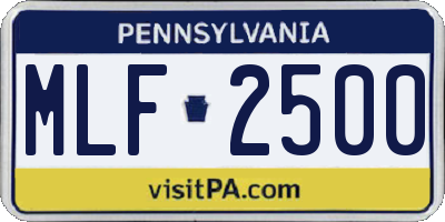PA license plate MLF2500