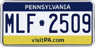 PA license plate MLF2509