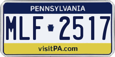PA license plate MLF2517