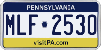 PA license plate MLF2530