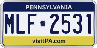 PA license plate MLF2531