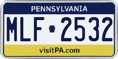 PA license plate MLF2532