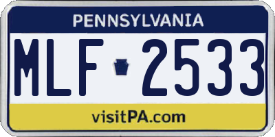PA license plate MLF2533