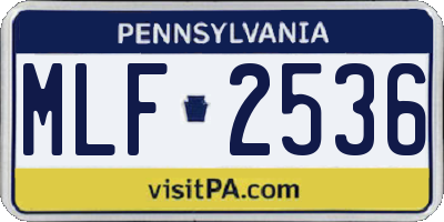 PA license plate MLF2536