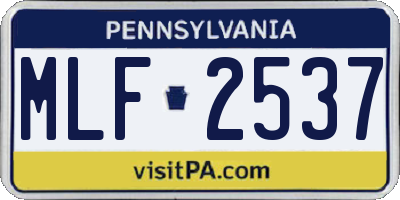 PA license plate MLF2537