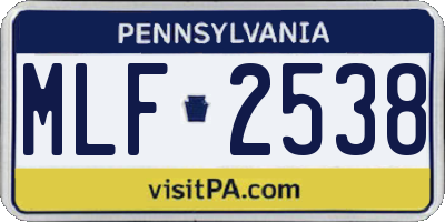 PA license plate MLF2538