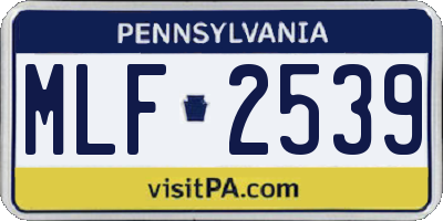 PA license plate MLF2539