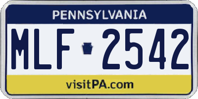 PA license plate MLF2542