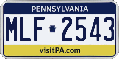 PA license plate MLF2543