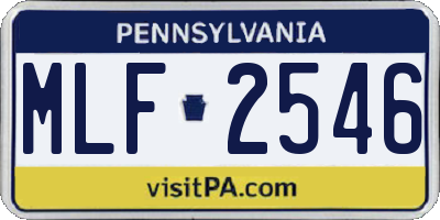 PA license plate MLF2546