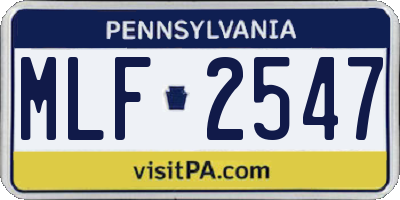 PA license plate MLF2547